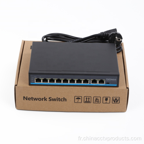 Power sur Ethernet 8Port CCTV Poe Switches 48V